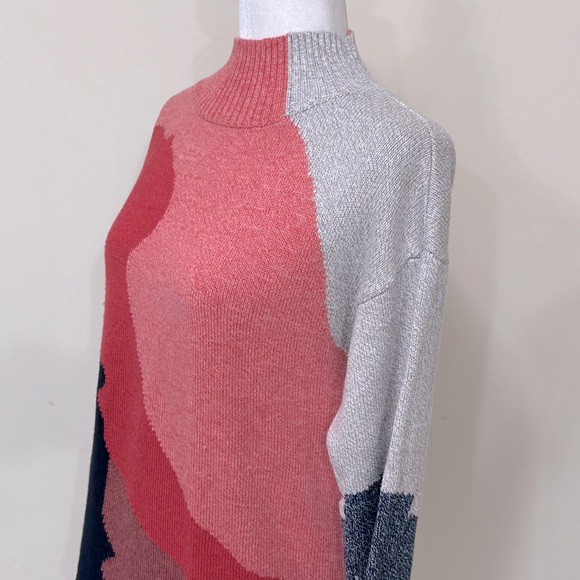 NEW NIC + ZOE Fall Color Blocks Mock Neck Long Sleeve Pullover Sweater Top S/M - Picture 8 of 16